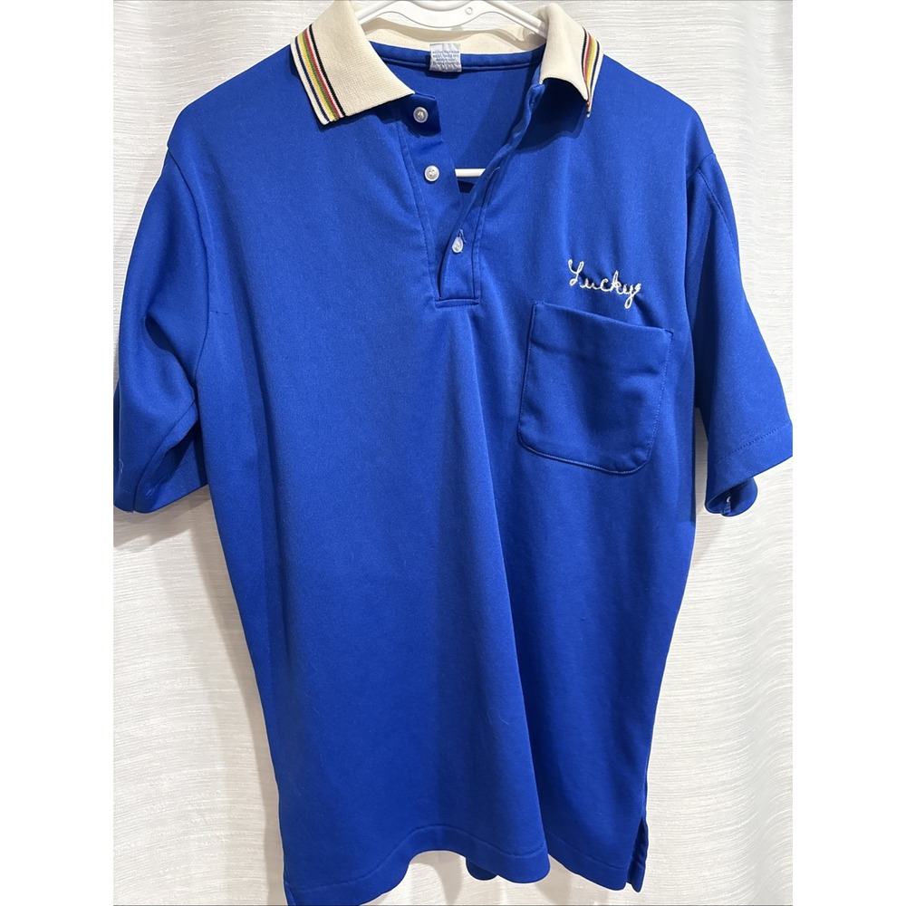 Vintage Hilton Athletic Apparel Bowling Polo Shirt Chainstitched Made in USA L